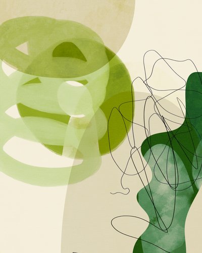 Painted Lines Green Tan 3 by Ana Rut Bre