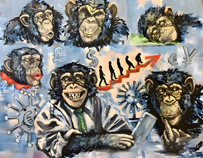 Chimpanzee Business World by Anda Bieza