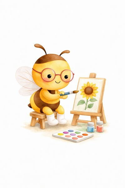 Cute Bee Artist by Anda Bieza