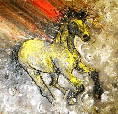 Dynamic Yellow Horse by Anda Bieza