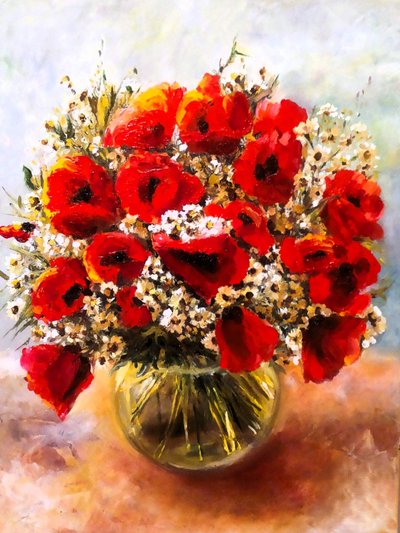 Vibrant Poppies Still Life by Anda Bieza