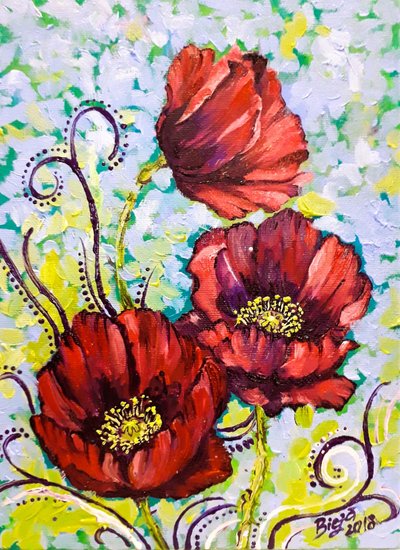 Vibrant Poppy Blooms by Anda Bieza