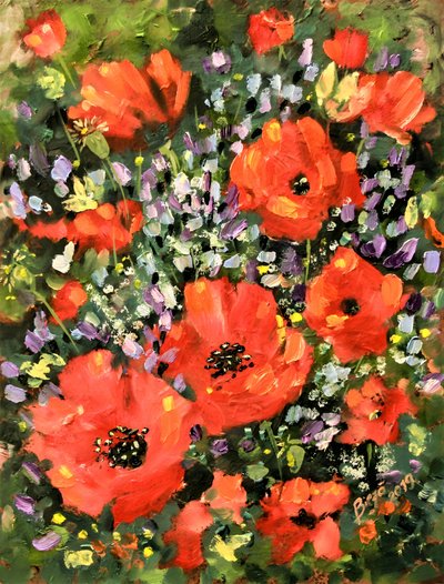 Vibrant Poppy Garden by Anda Bieza