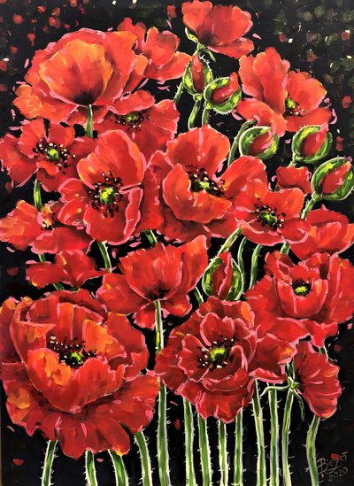 Vibrant Red Poppies by Anda Bieza