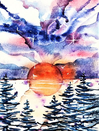 Vibrant Winter Sunset by Anda Bieza