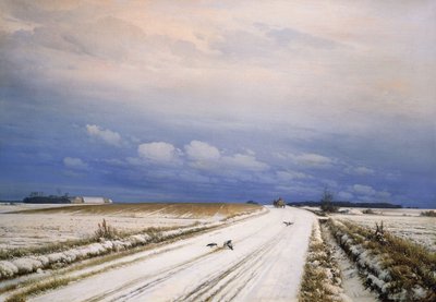 A Winter Landscape with a Horse and Cart by Anders Andersen Lundby