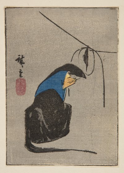 Fox in Tsurigitsune, cut from an untitled harimaze sheet by Ando or Utagawa Hiroshige