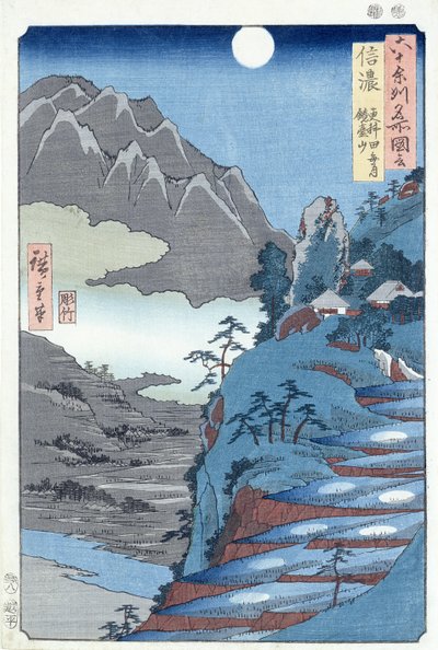 Reflected Moon, Sarashima by Ando or Utagawa Hiroshige