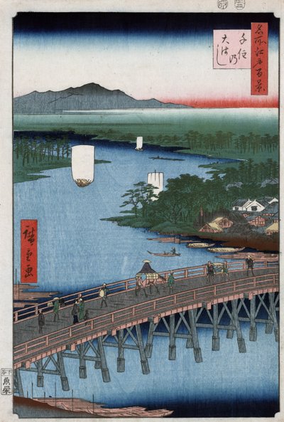 The Great Bridge of Senju Crossing the Sumida River by Ando or Utagawa Hiroshige