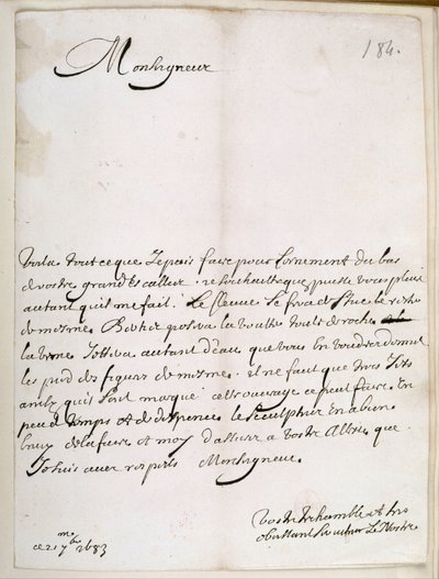 Letter from Le Nôtre to Grand Condé by Andre Le Notre