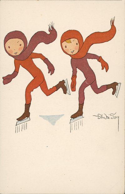 Two boys ice skating by Andre Foy