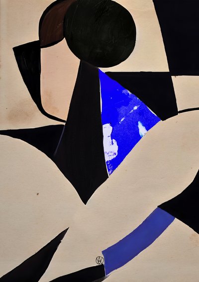 Black Blue Abstract Shapes by André Viana