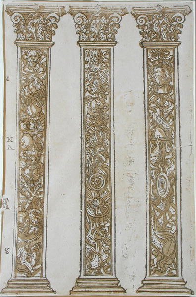 Architectural Motifs Forming a Border to the Procession of Caesar, by Andrea Andreani by Andrea (after) Mantegna