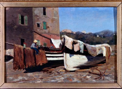 Landscape of Boats on the Seashore by Andrea Figari