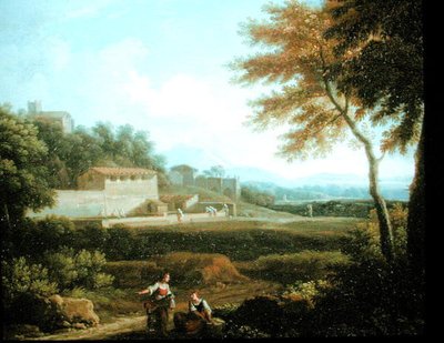 Landscape with Figures at Rest with a Town Beyond by Andrea Locatelli