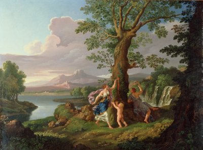 River Landscape with a Nymph Plucking a Branch from a Bleeding Tree by Andrea Locatelli