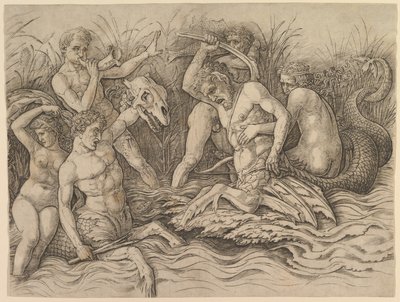 Battle of the Sea Gods (right portion of frieze) by Andrea Mantegna