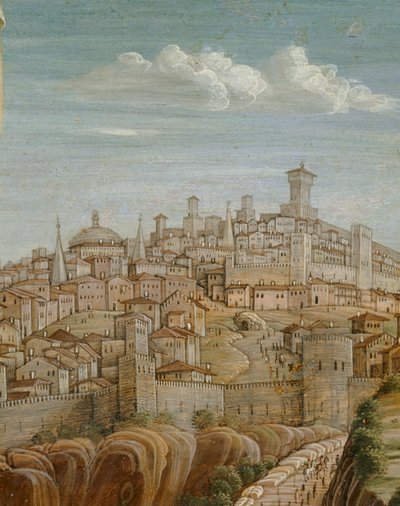 The Crucifixion. Central panel of the predella for the main by Andrea Mantegna