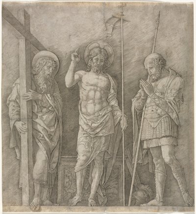 The Risen Christ between St Andrew and Longinus by Andrea Mantegna