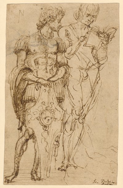 Two Standing Male Figures; A Man Reclining and Other Studies by Andrea Mantegna