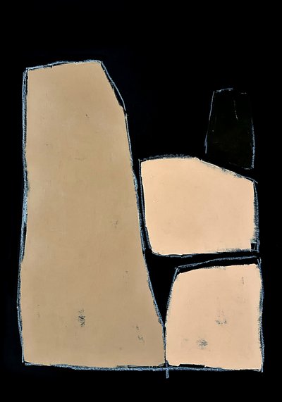 Beige Black Abstract Shapes by Andrea Reichhart