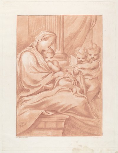 Virgin and Child with Two Angels by Andrea Scacciati after Correggio