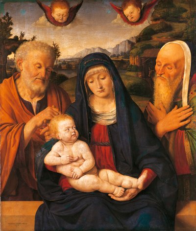 Madonna and Child with Saints Joseph and Simeon by Andrea Solario