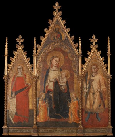 Triptych with the Virgin and Child, and Saints Mary Magdalene and Ansanus by Andrea di Cione named Orcagna