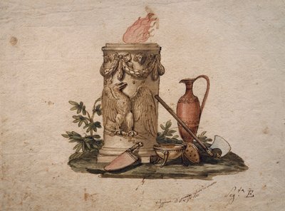 Column-shaped Brazier, Decorated with Festoons and Eagle by Andrea the Elder Appiani