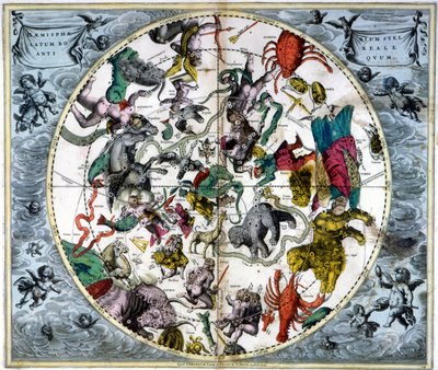 Map of the Sky and Signs of the Zodiac (Facsimile of an Ancient Composition Representing the Constellations of the Northern Sky, Based on André Cellarius