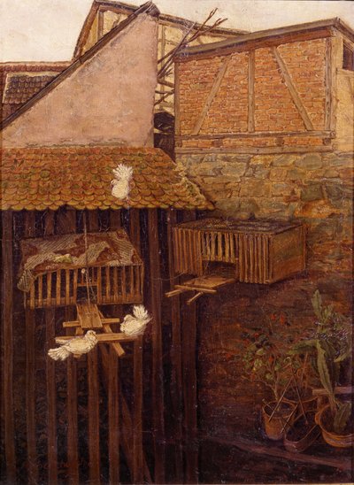 Corner in a Courtyard by Andreas Achenbach