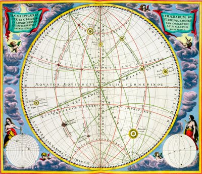 Map charting the movement of the Earth and Planets by Andreas Cellarius