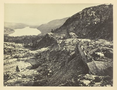 Summit of Sierra Nevada, Snow Sheds in Foreground, Donner Lake in the Distance, C. P. R. R. by Andrew Joseph Russell