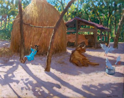 Haystack and Girl on a Swing, Kerala by Andrew Macara