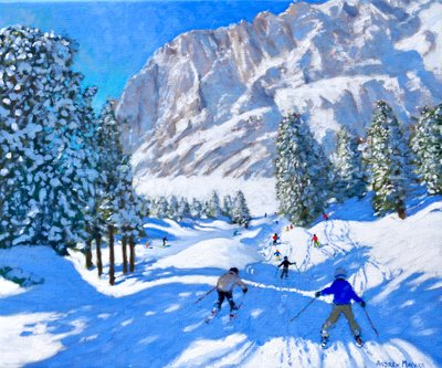 Skiing towards the Dolomites, Val Gardena, Italy by Andrew Macara