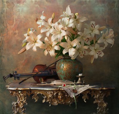 Elegant Lilies and Violin by Andrey Morozov