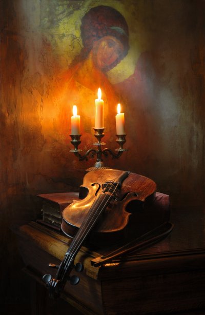 Sacred Violin Glow by Andrey Morozov