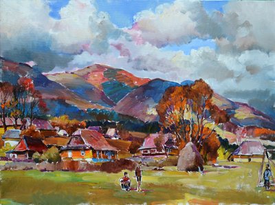 Autumn Mountain Village by Andrii Kutsachenko