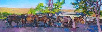 Horses At The Stable by Andrii Kutsachenko