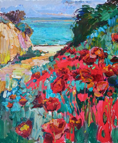 Red Poppies Coast View by Andrii Kutsachenko