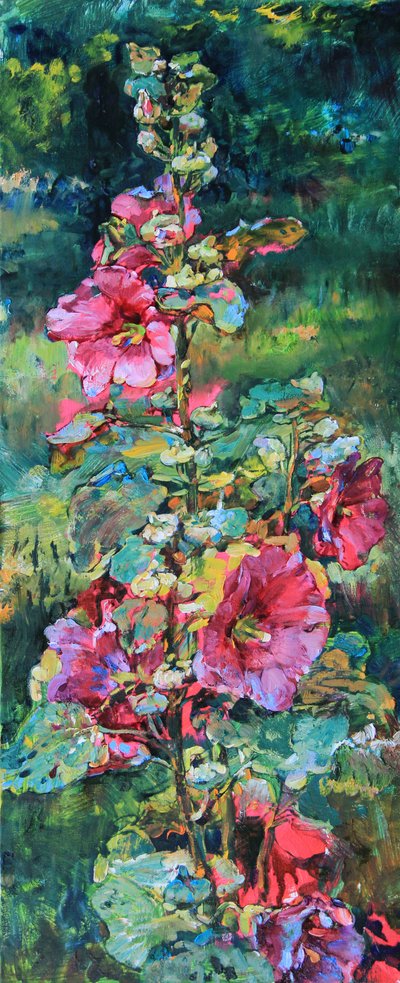 Vibrant Hollyhock Bloom by Andrii Kutsachenko
