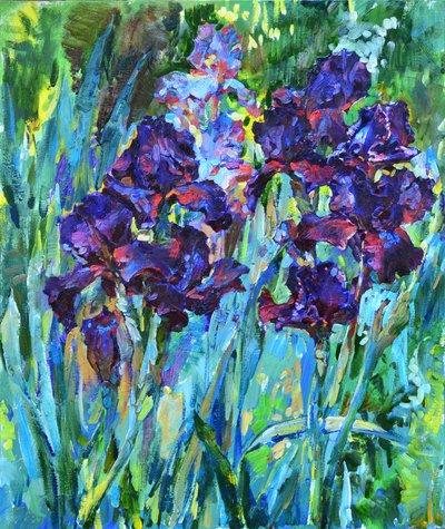Vibrant Purple Irises by Andrii Kutsachenko
