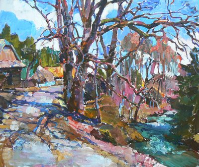 Vibrant Rural River Scene by Andrii Kutsachenko