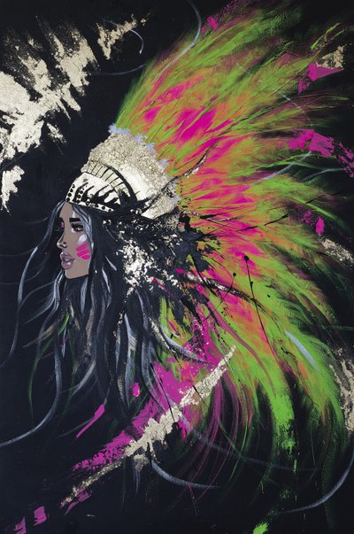 Vibrant Feather Headdress by Anete Purina-Purite