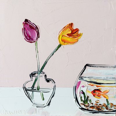 Vibrant Tulips Goldfish by Angela Hawkey