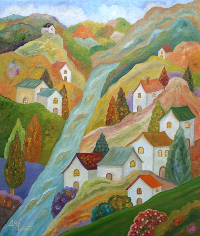 Colorful Mountain Village by Angeles M. Pomata