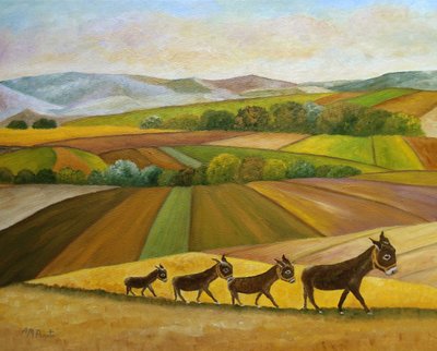 Donkey Family Journey by Angeles M. Pomata
