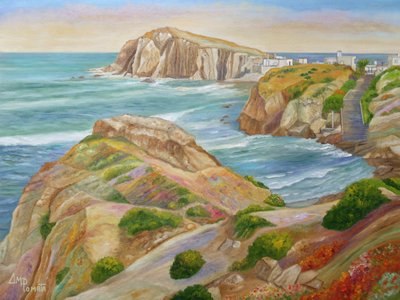 Mediterranean Cliffside Town by Angeles M. Pomata