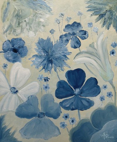 Soft Blue Garden Flowers by Angeles M. Pomata
