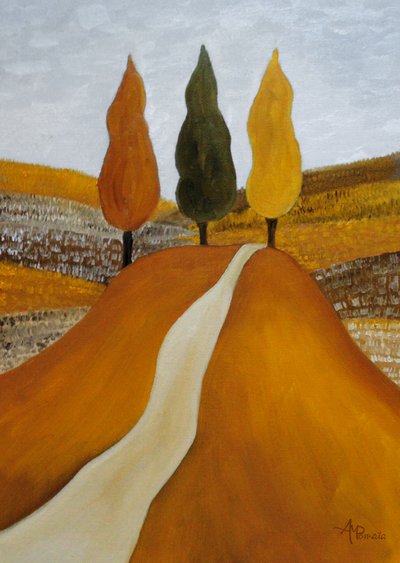 Three Trees Winding Path by Angeles M. Pomata